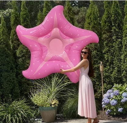Matelas gonflable flottant en forme d'étoile rose